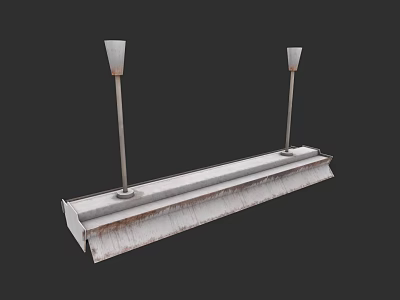 Modern Grille Light With Two Lamp Heads And Metal Long Strip Design 3d model