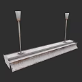 Modern Grille Light With Two Lamp Heads And Metal Long Strip Design