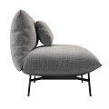 Beige Fabric Single Sofa With Plush Cushions Black Metal Legs Modern Design