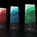 Transparent Colorful Sculpture Carving Trophies Featuring Lion Whale Dragon Designs And Black Base