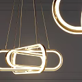 Modern Geometric Gold Chandelier With Illuminated Ring Structure In Contemporary Interior