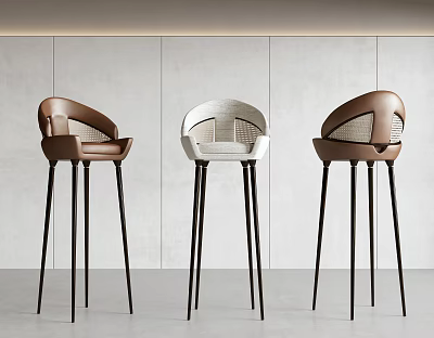 Modern Bar Stools With Brown And White Mesh Design And Black Legs 3d model Modern Bar Stools With Brown And White Mesh Design And Black Legs 3d model