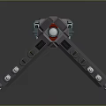 Mechanical Device With Multiple Connected Parts Red Blue Accents Metallic Texture Industrial Design