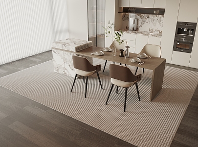 Modern Nakajima Dining Table and Chair Combination 3d model