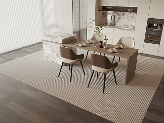 Modern Nakajima Dining Table and Chair Combination 3d model