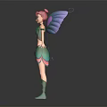 Fairy Character With Colorful Wings And Green Purple Outfit Design Details
