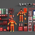 Fire equipment fire hydrant fire shovel emergency light fire scene fire service fire door fire icon 3d model