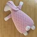 Cute Rabbit Stuffed Toy With Pink Heart Pattern White Ears And Small Foot Heart