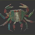 Colorful Crab Sculpture With Green Red Blue Claws And Unique Artistic Design