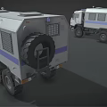 Tactical Police Armored Truck With Scattered Parts In Workshop Scene