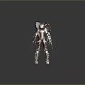 Game Movie Character With Mechanical Armor Red Eye Weapons And Post Apocalyptic Industrial Design