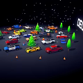 Colorful 2024 December Cars Display With Christmas Trees And Gifts