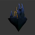 Fantasy Scene Structure With Blue Spiked Edges Gold White Building And Glowing Top
