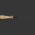Blue Curved Blade Knife With Natural Wooden Handle And Metallic Finish