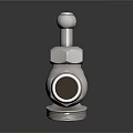 White 3D Rendered Faucet With Cross Handle And Spout On Dark Surface