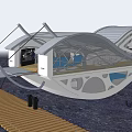 Modern Floating Detached Villa With Glass Structure And Wooden Deck Entry