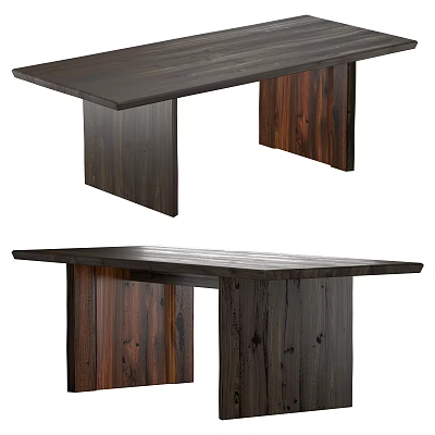 Modern Solid Wood Dining Table With Distinctive Leg Structure And Natural Wood Grain Design 3d model