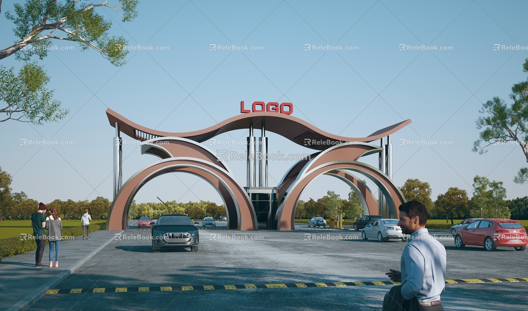 Modern Gate Gate Building Factory Gate Guard Recorder Room Gate Entrance Park Gate Gate Gate 3d model