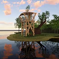 Modern Watchtower Waterfront Watchtower 3d model