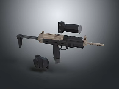Modern Tactical Rifle With Beige And Black Finish Mounted Scope And Ergonomic Grip 3d model