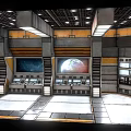 Advanced Control Room Interior With Multiple Monitoring Screens Control Panels And Equipment