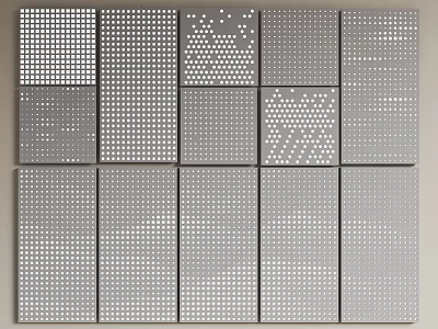 Various Decorative Wall Panels With Different Dot Patterns For Interior Design 3d model