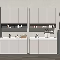 Modern Bathroom Cabinetry Design With Double Sinks Upper Storage And Toiletries