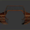 Curved Wooden Staircase With Red Steps And Black Railings Interior Design