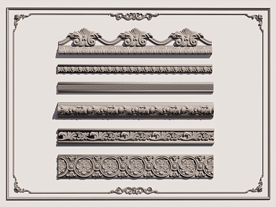 European plaster line plaster line carved lines 3d model