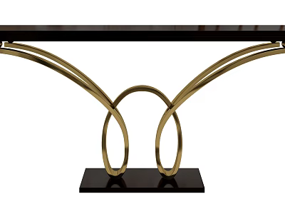 Elegant Modern Console Table With Brass Curved Legs And Black Tabletop 3d model