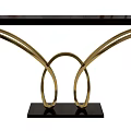 Elegant Modern Console Table With Brass Curved Legs And Black Tabletop