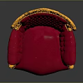 Luxurious Ornate Chair With Red Tufted Cushion And Yellow Carved Frame Design
