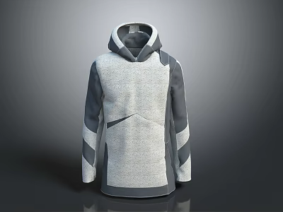 Hooded Gray And Light Gray Sweatshirt With Color Block Sleeves And Casual Design 3d model