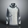 Hooded Gray And Light Gray Sweatshirt With Color Block Sleeves And Casual Design