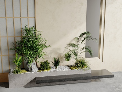 Green plant pile landscape green plant green plant combination tree pool model