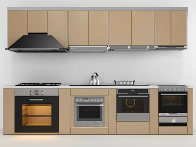 Modern Kitchen Cabinets With Stove Oven Range Hood And Countertop 3d model
