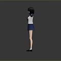 Anime Style Game Movie Character in Sailor Uniform with Red Headband and Arms Outstretched