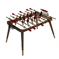 Foosball Table Game Equipment with Wooden Legs Transparent Tabletop and Red Black Players