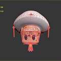 Cute Cartoon Character Standing With White Hat Orange Tassels Big Blue Eyes And White Outfit