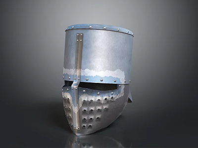 Medieval Weapon Armor Helmet With Steel Construction And Riveted Face Grille 3d model