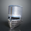 Medieval Weapon Armor Helmet With Steel Construction And Riveted Face Grille