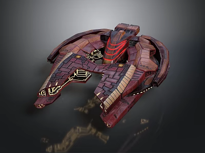 Red Brown Cosmic Spaceship 3D Model With Intricate Structure For Space Exploration 3d model