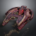 Red Brown Cosmic Spaceship 3D Model With Intricate Structure For Space Exploration
