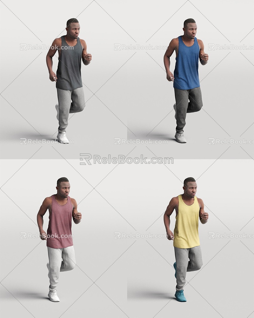 Figure Foreigner Running Posture Person Black Male 3d model