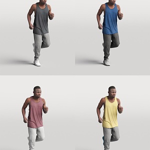 Figure Foreigner Running Posture Person Black Male 3d model