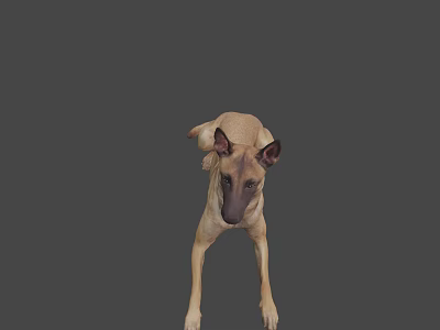 Brown Game Movie Character Dog In Standing Pose With Gray Background 3d model