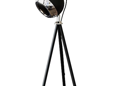 Modern Black Tripod Floor Lamp With Metallic Shade For Contemporary Home Decor 3d model