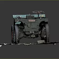 Green Small Utility Dumper Vehicle with Red Wheels Tipping Bucket and Engine on Platform