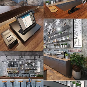 Industrial LOFT Bar Counter Bar Counter Front Desk Cashier Counter 3d model