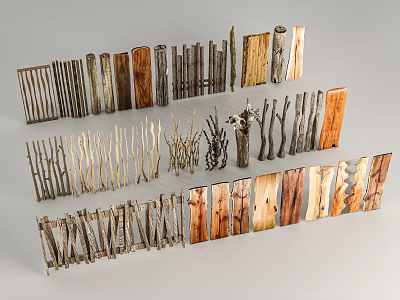 Stone and Wood Decorative Materials Showcasing Various Types of Natural Textures And Craft Shapes 3d model